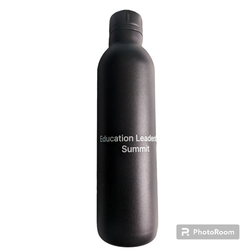 Stainless steel bottle. Black. New. Keeps drinks hot or cold.